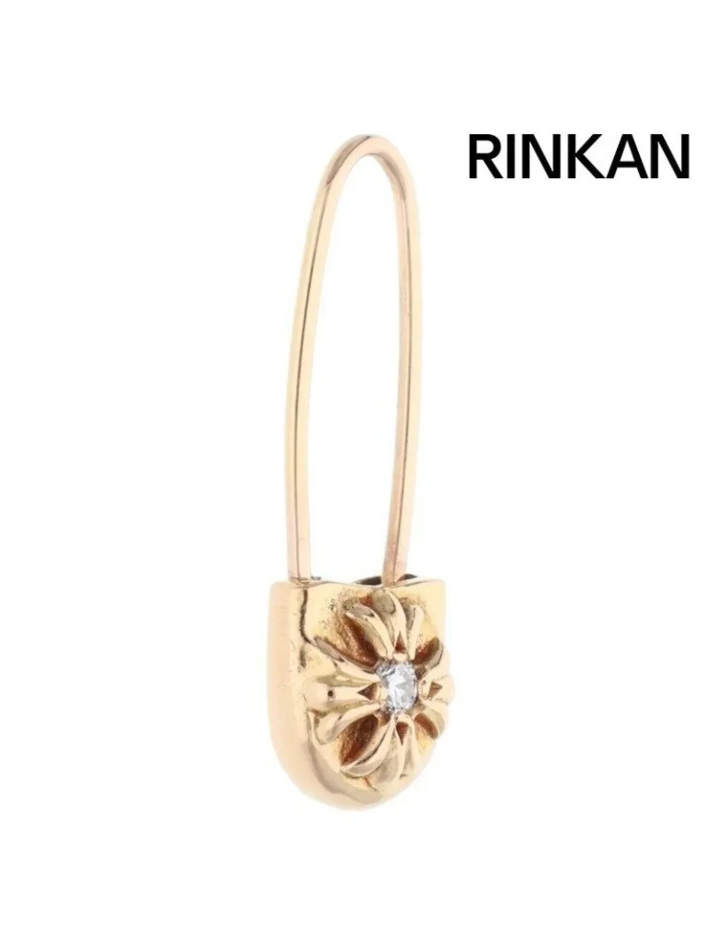 Chrome Hearts 22k ER Safety Pin Dia Gold Earrings